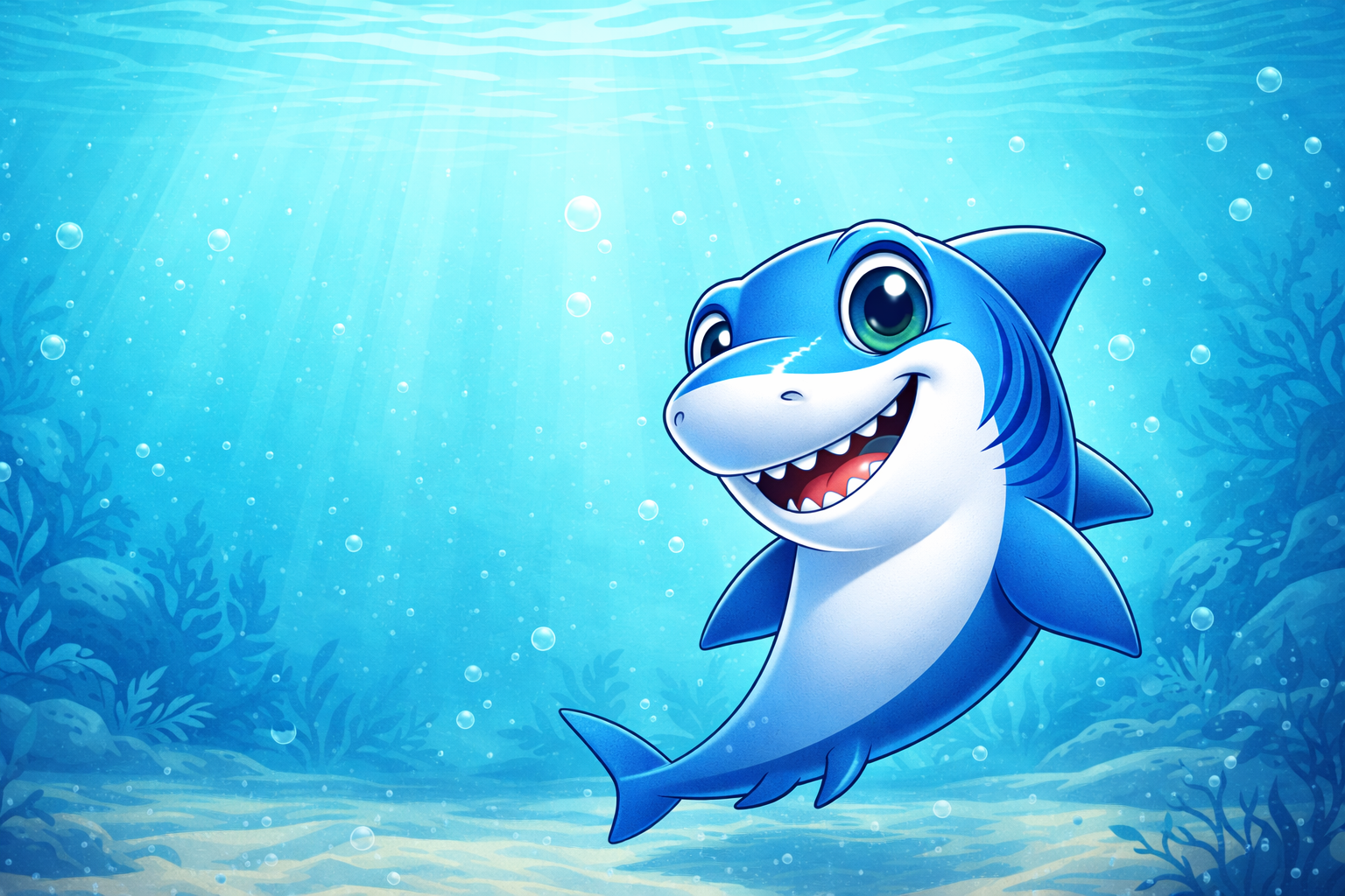 Clark the Shark swimming in the ocean